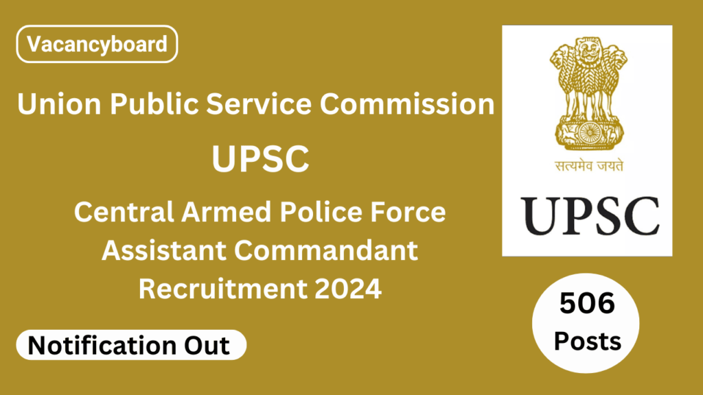 UPSC CAPF Assistant Commandant Recruitment 2024
