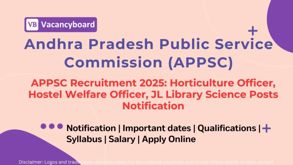 APPSC Recruitment 2025 Horticulture Officer, Hostel Welfare Officer, Junior Lecturer