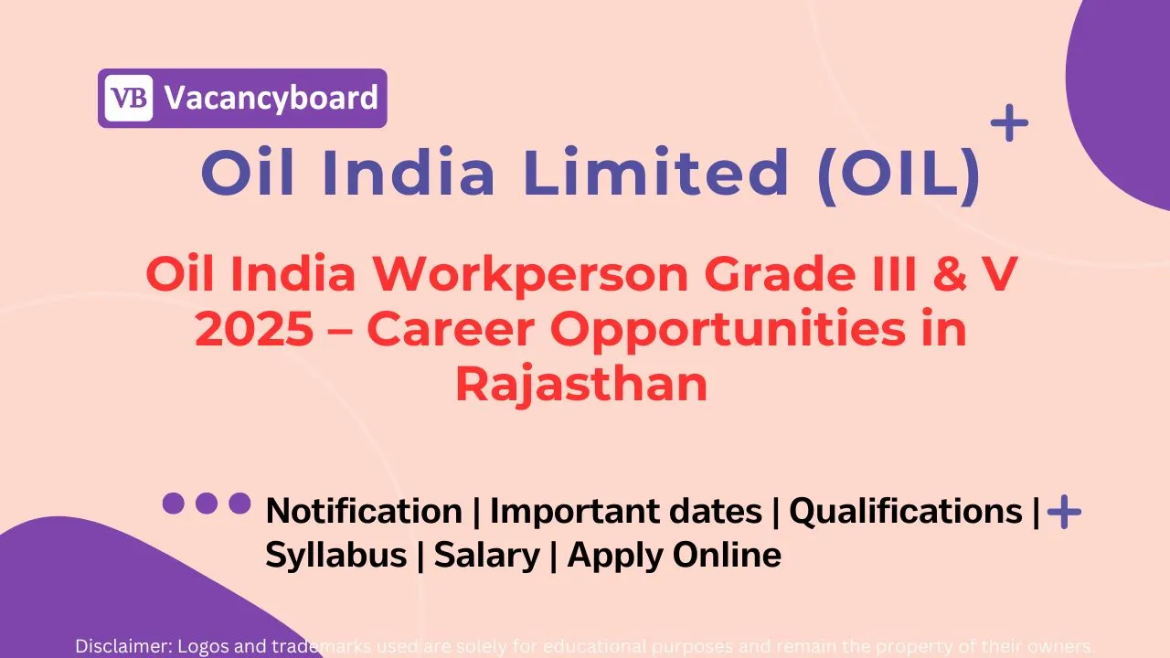 Oil India Grade III & VI Workperson 2025 – Career Opportunities in Rajasthan