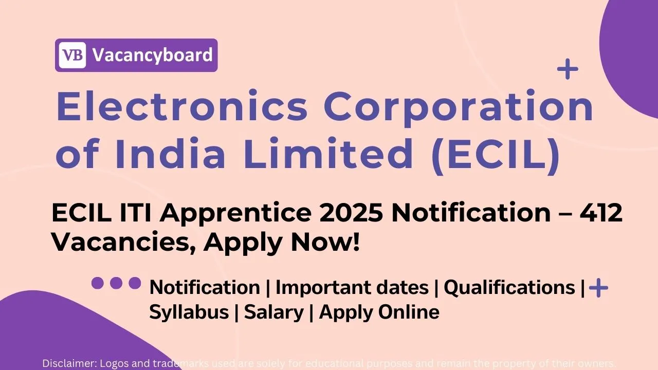 ECIL ITI Apprentice 2025 Notification – 412 Vacancies, Apply Now!