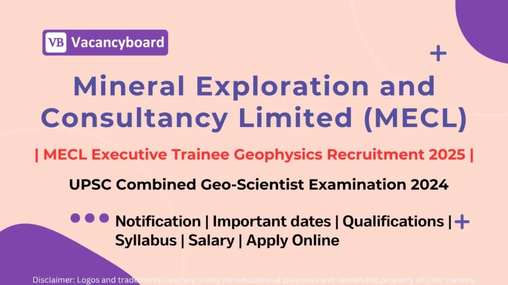 MECL Executive Trainee Geophysics Recruitment 2025 – Selection through UPSC CGSE 2024 Score 1 MECL Executive Trainee Geophysics Recruitment 2025 Notification