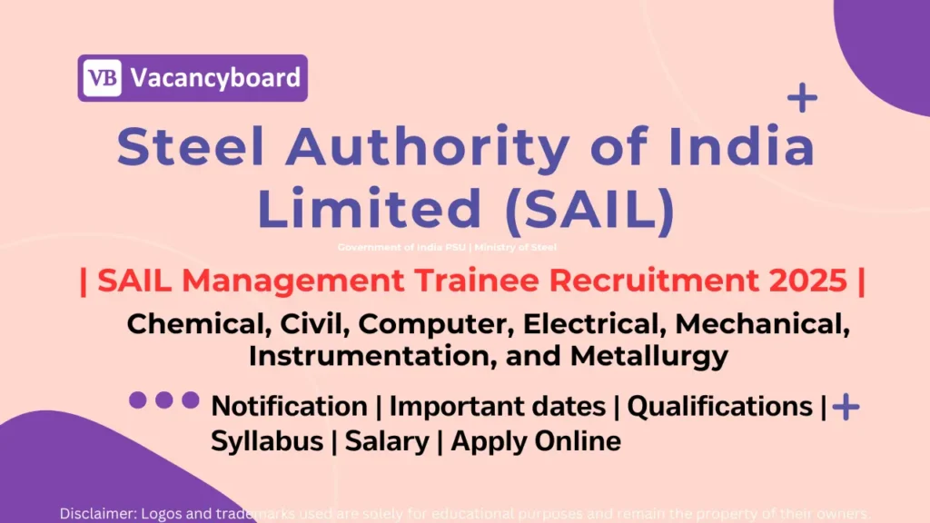 SAIL Management Trainee Recruitment 2025: 124 MT Jobs, Apply Online 1 SAIL Management Trainee Recruitment 2025 Notification
